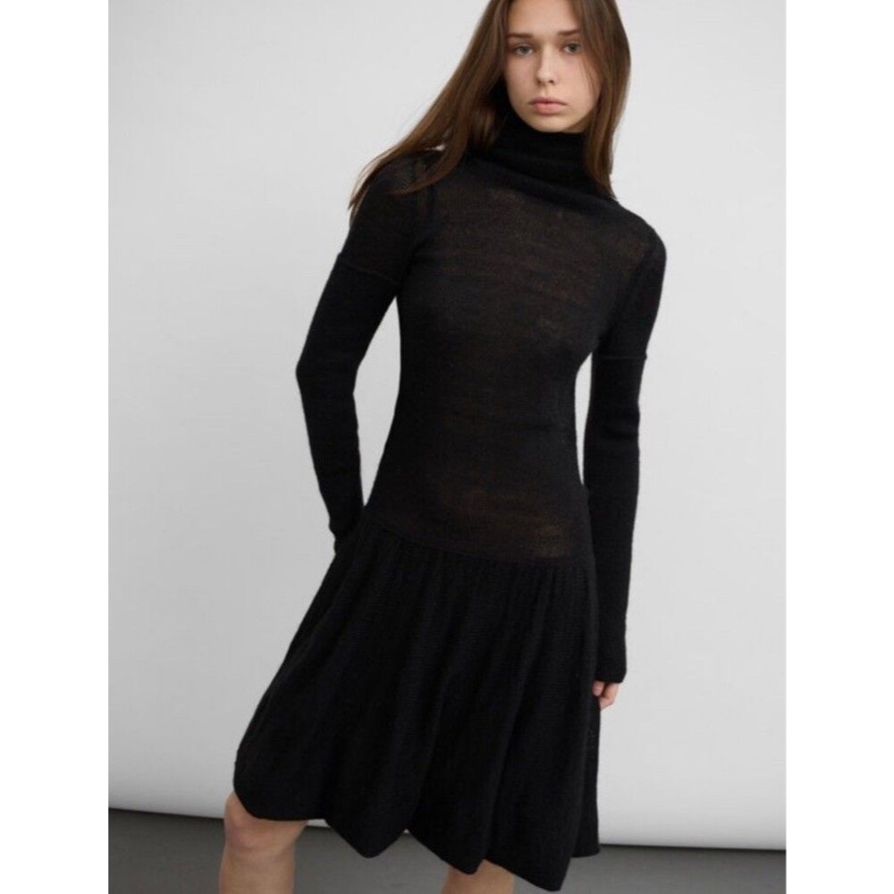 Stefanel Alpaca Knitted Open Back Dress Balloon Sz M
